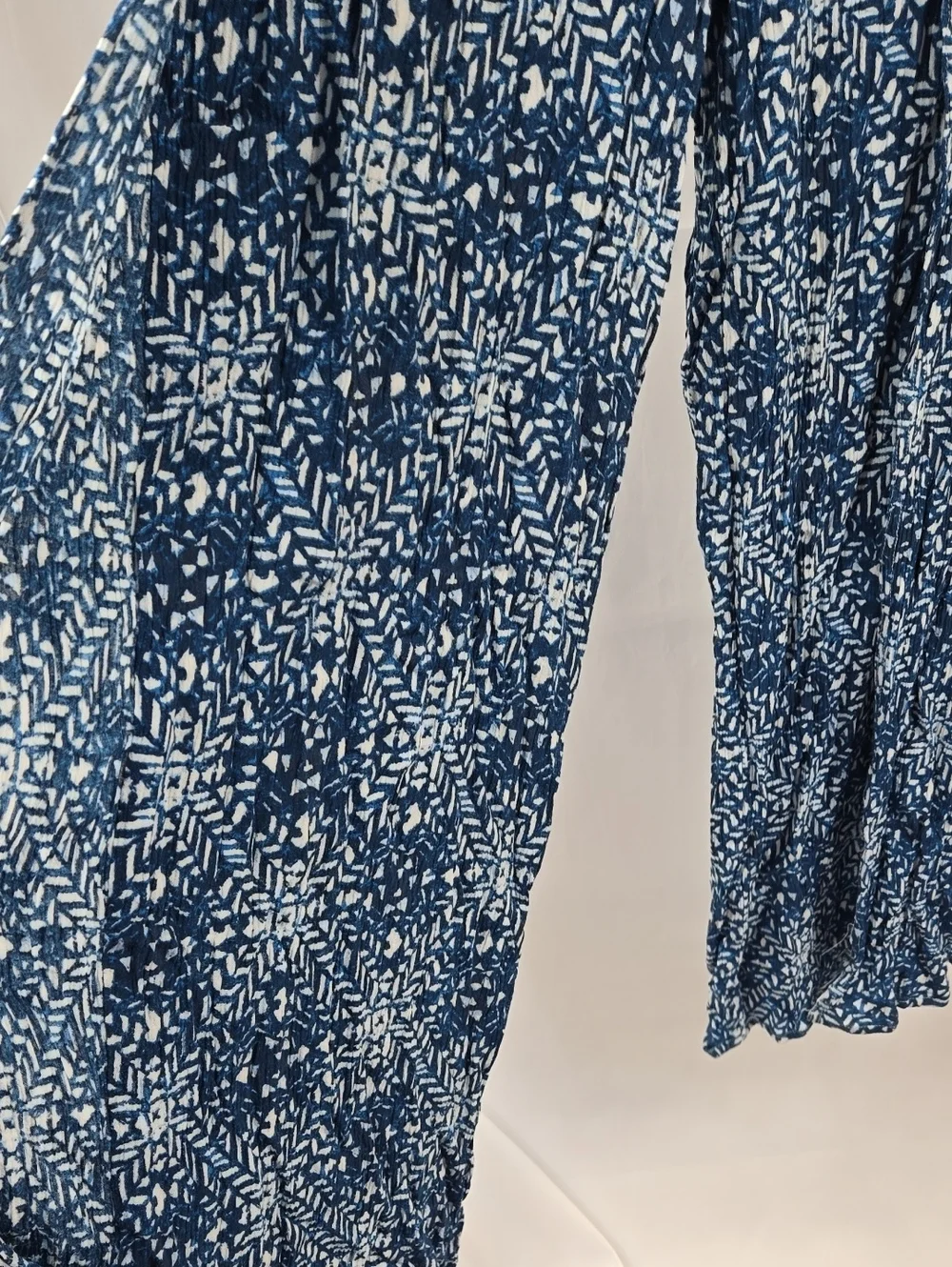 J. McLaughlin Navy and White Printed Elastic-Waist Pants Swim Collection XS